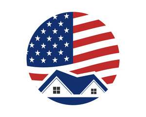 shield American flag house logo