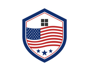 shield American flag house logo