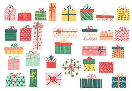 collection of colorful cute gift box with ribbon vector illustration