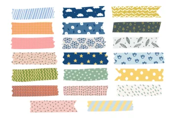 Muurstickers Collection of cute washi tape for planner vector illustration © anggola