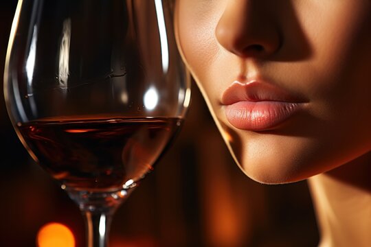 Image of a happy wine taster using his nose to smell the product from a wine glass. In the basement with the tank in the background