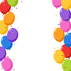 Cute colorful balloons rainbow border frame for birthday party celebration background illustration vector