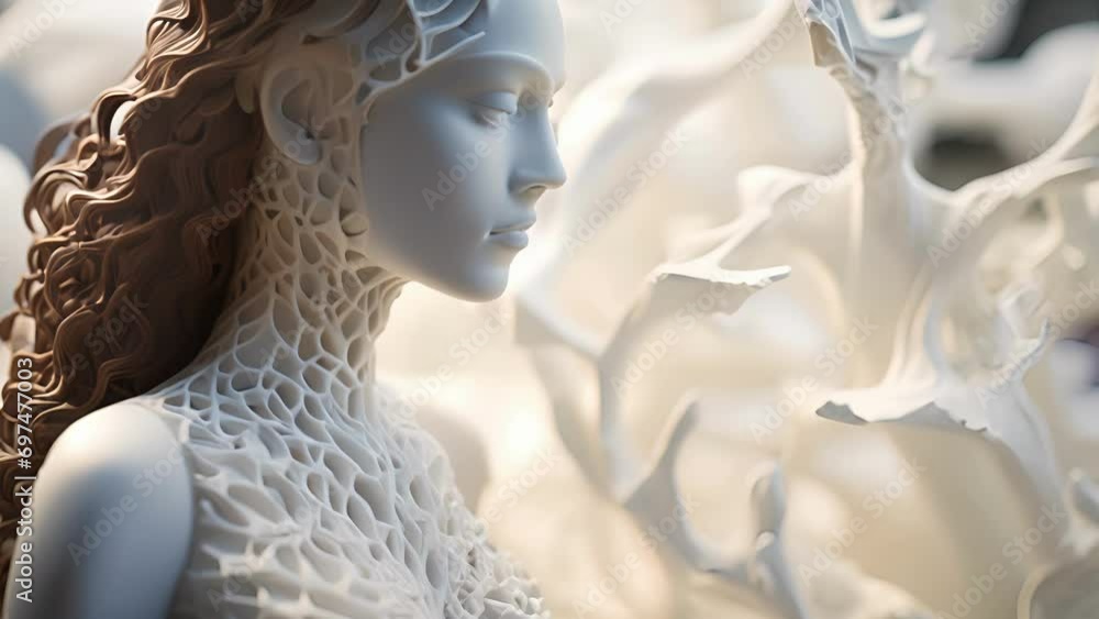 Poster detail shot of a sculpture created using a 3d printer, emphasizing the limitless possibilities and e