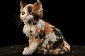Cute Calico Kitten Sitting Extracted. Generative AI