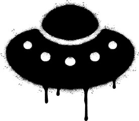 Spray Painted Graffiti ufo icon Sprayed isolated with a white background.