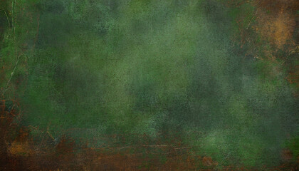 Green, brown gradient grunge wall, abstract background