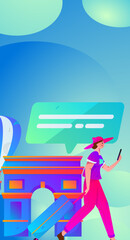 Holiday travel travel characters internet background vector hand drawn illustration
