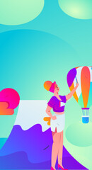 Holiday travel travel characters internet background vector hand drawn illustration
