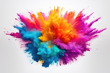 Fototapeta na wymiar Colorful ink in water on a white background. Abstract background, Explosion of colored powder against a white backdrop, 3D rendering, AI Generated