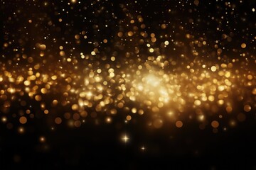 Obraz na płótnie Canvas Abstract gold bokeh background. Christmas and New Year concept, Festive golden glittering background in the dark night, AI Generated