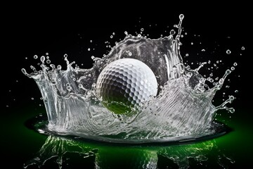 Splashing golf ball. Generative AI