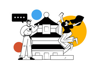 Holiday travel travel characters internet background vector hand drawn illustration
