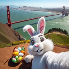 Foto op Canvas The Easter Bunny Taking Great Selfies Around The USA  © Mathew