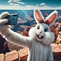The Easter Bunny Taking Great Selfies Around The USA  - obrazy, fototapety, plakaty