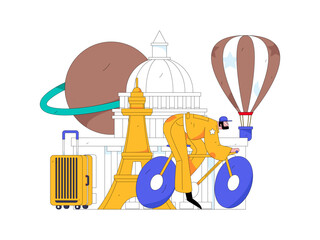 Holiday travel travel characters internet background vector hand drawn illustration
