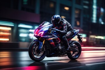 Sport Motorcycle Bike Rider in Panning Style