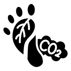 Carbon Footprint glyph icon, related to renewable energy, green energy. use for web, digital and app development