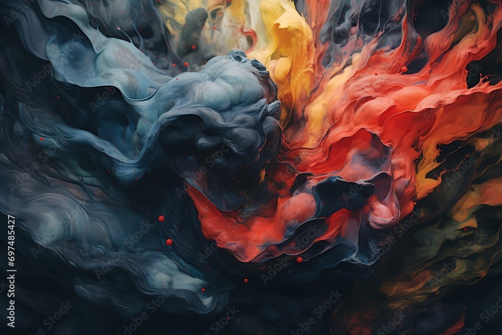 Poster generative ai : macro close up of different color oil paint. colorful acrylic. modern art concept