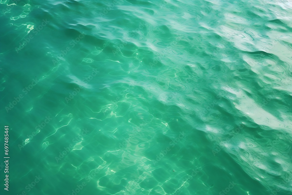 Aufkleber generative ai : transparent dark green clear water surface texture with ripples and splashes.