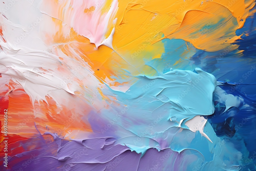 Poster generative ai : macro close up of different color oil paint. colorful acrylic. modern art concept