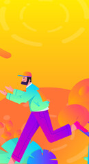 People exercising healthy running vector internet operation illustration
