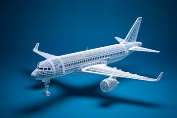 White isolated airplane wire model, unique design. Generative AI
