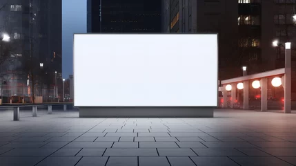 Fotobehang A blank billboard can be used for advertising, banners, and posters, which stand in the middle of the city. generative AI © original logo