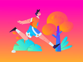 Obraz na płótnie Canvas People exercising healthy running vector internet operation illustration 