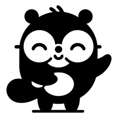 minimal Funny cartoon Character vector silhouette, silhouette, black color, white background 