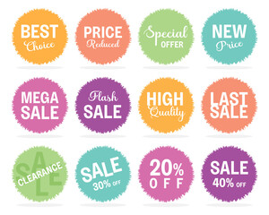 Set of sale tags, sale badges, sale labels, shopping or discount badges and more.