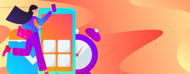 People exercising healthy running vector internet operation illustration
