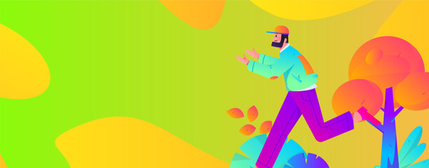 People exercising healthy running vector internet operation illustration
