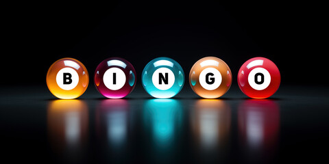 Balls with BINGO letters on them and suitable for banner. Generative AI