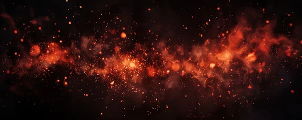 Fotobehang black background with a motif of burning flames. generative AI © original logo