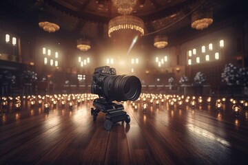 Glamorous event with paparazzi lighting. 3D render. Generative AI