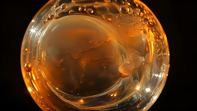 The intricate patterns and shapes of a soap bubble, created by the interference of light as photons pass through the thin film of soapy water.