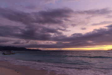 Sunset on the beach with clouds, Gili Meno, Indonesia