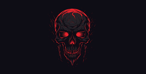 red and black skull wallpaper artwork logo design, halloween skull with background