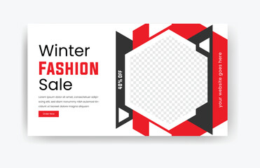 Winter fashion sale banner template design vector, fashion sale post template, winter sale banner, winter fashion template 