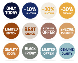 Fototapeta premium Set of sale tags, sale badges, sale labels, shopping or discount badges and more.