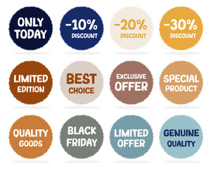 Obraz premium Set of sale tags, sale badges, sale labels, shopping or discount badges and more.