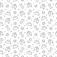 Cute pattern with bones, house, bowl and hearts