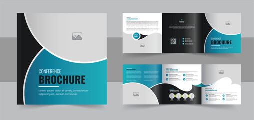 Square trifold brochure template, corporate square trifold brochure template layout vector