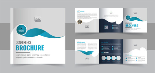 Conference square trifold brochure template layout vector, corporate business square trifold brochure design template