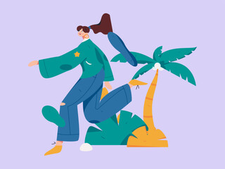 People exercising healthy running vector internet operation illustration
