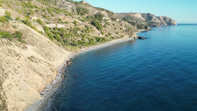 aerial of beautiful coastline and sea at canary islands