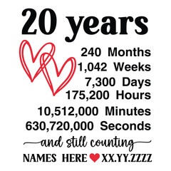 20th Wedding Anniversary SVG
