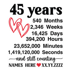 45th Wedding Anniversary SVG