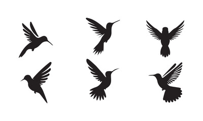 House sparrow or bird silhouettes set vector illustration (black And white)
