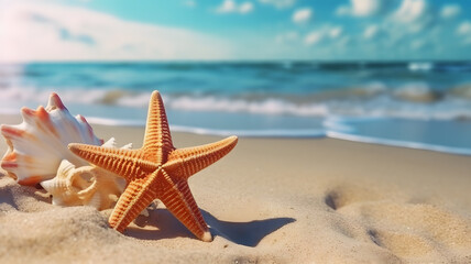 Fototapeta na wymiar Starfish on a Sandy Beach